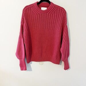 The Knotty Ones Delcia Sweater Berry "rhubarb" Cotton Knit Oversized One Size